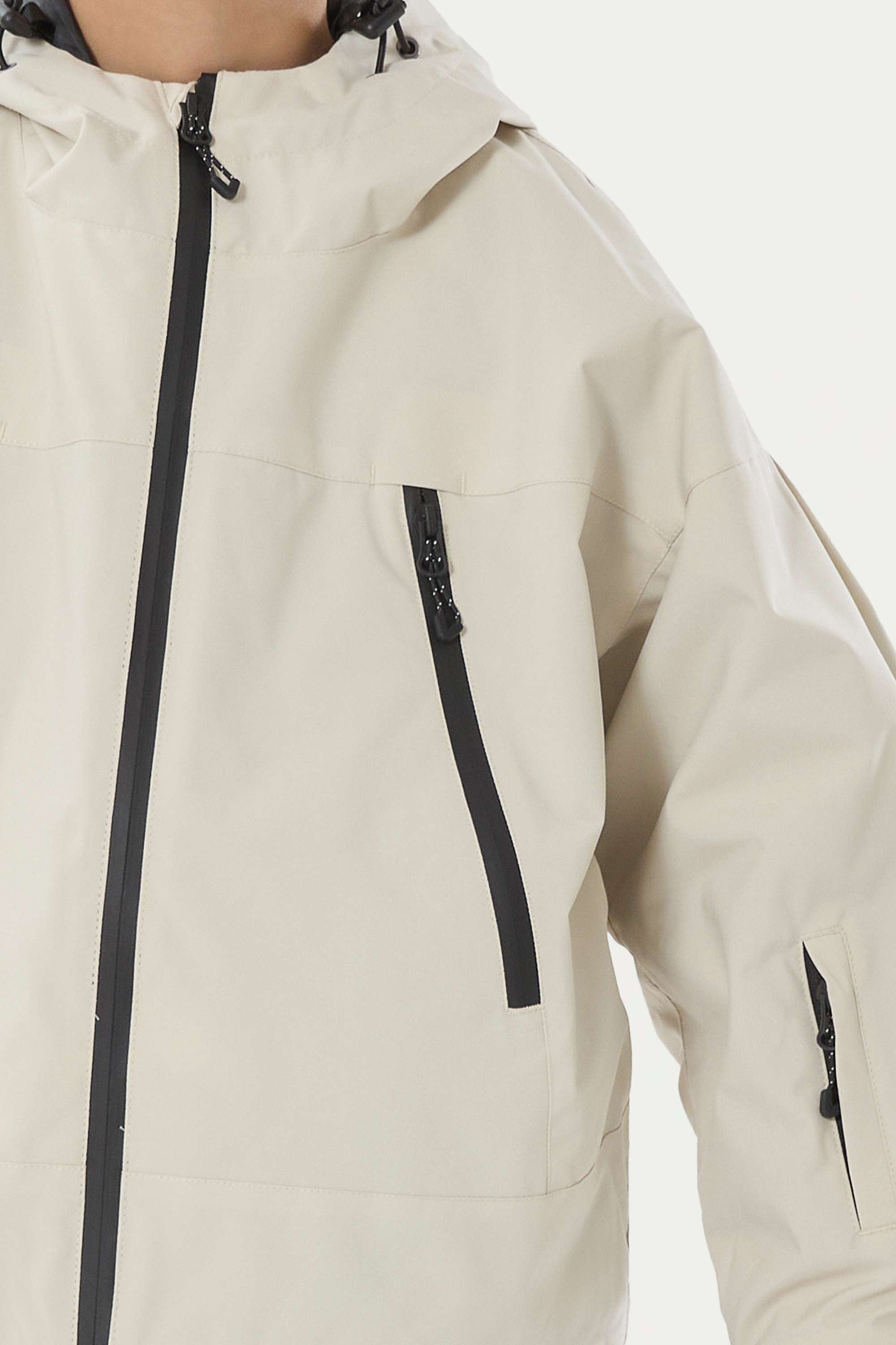 Boy's Off White Detachable Ear Hood Waterproof Insulated Snow Jacket Ski Jacket - Gsou Snow