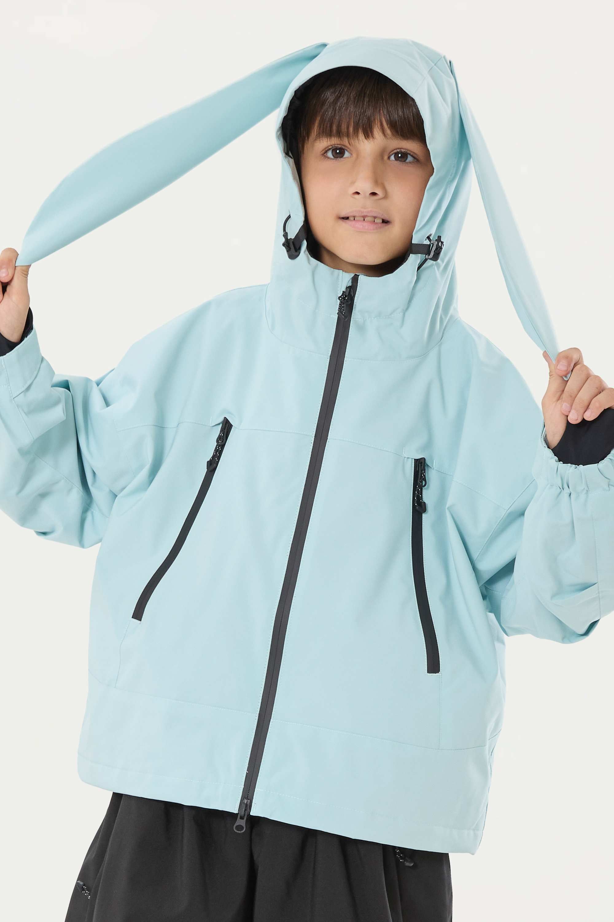Boy's Ice Blue Detachable Ear Hood Waterproof Insulated Snow Jacket Ski Jacket - Gsou Snow