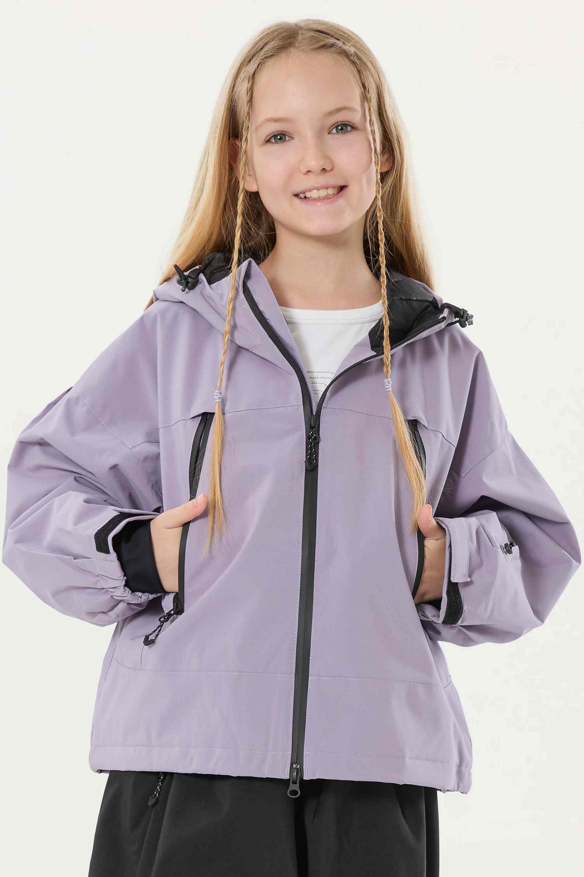 Girl's Lavender Detachable Ear Hood Waterproof Insulated Snow Jacket Ski Jacket - Gsou Snow