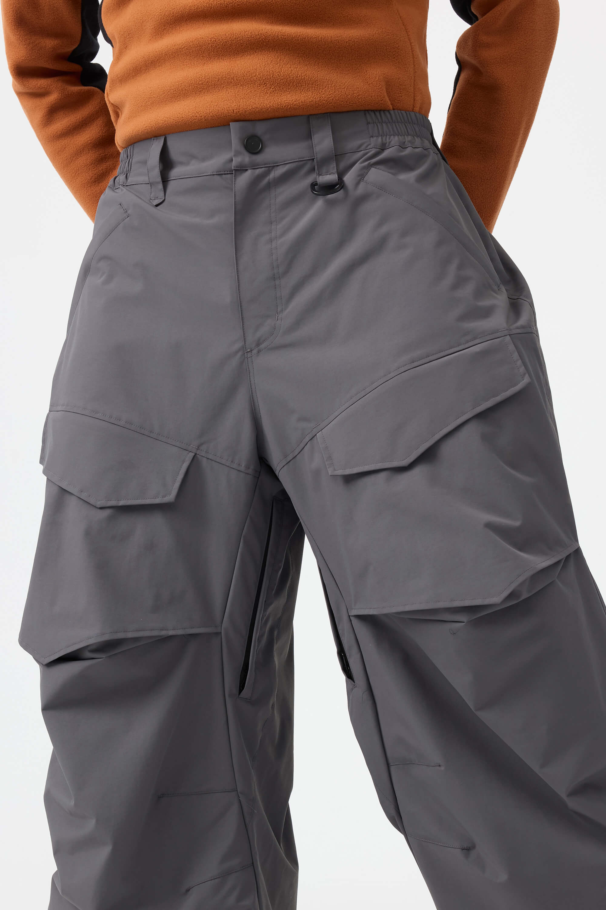 Men's Dark Gray Baggy Utility Snow Pants Wear-resistant Ski Pants - Gsou Snow