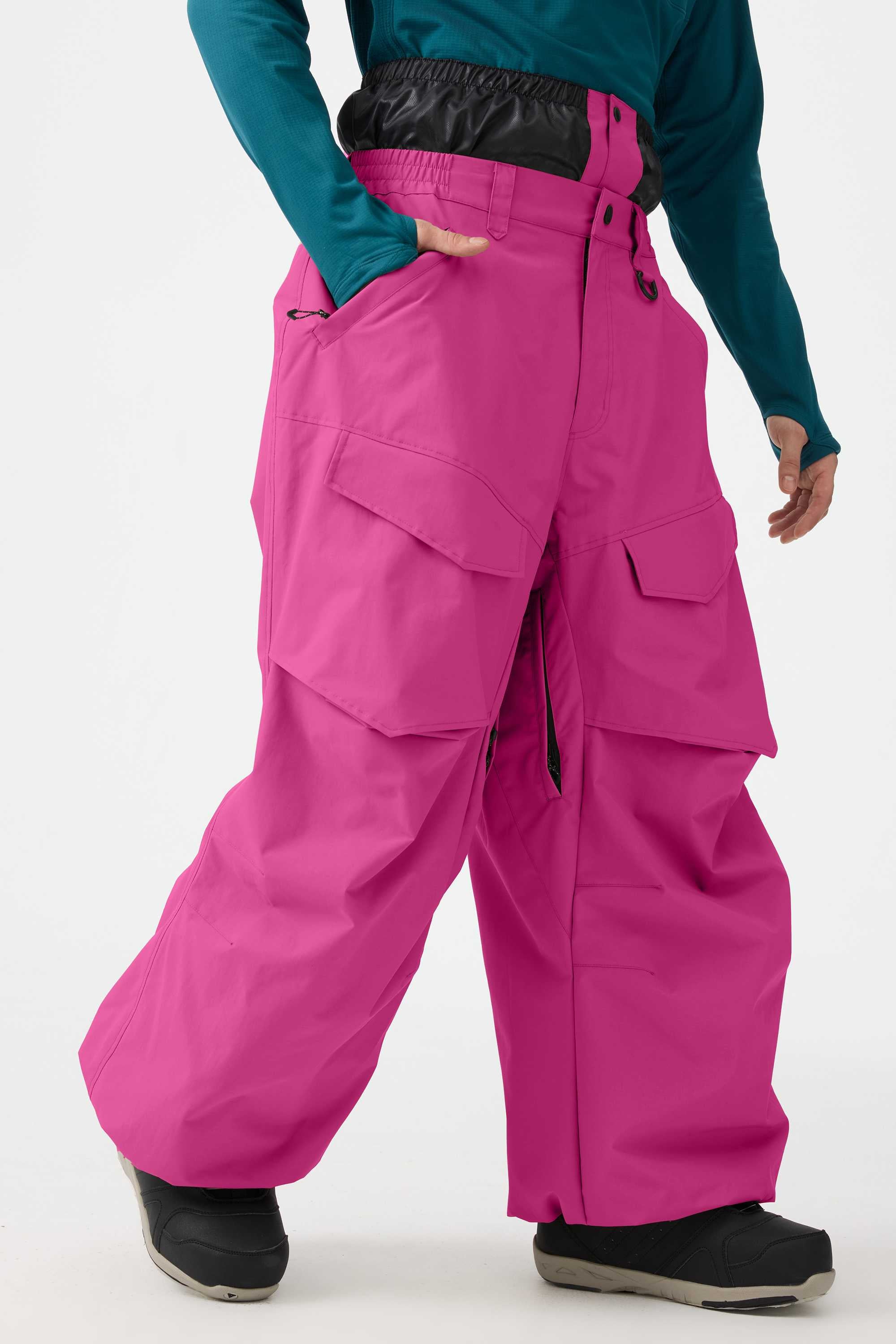 Men's Rose Baggy Snow Pants Utility Wear-resistant Ski Pants - Gsou Snow