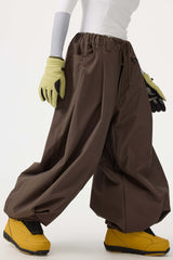 Women's Black Drawstring Baggy Snow Pants Balloon Ski Pants - Gsou Snow