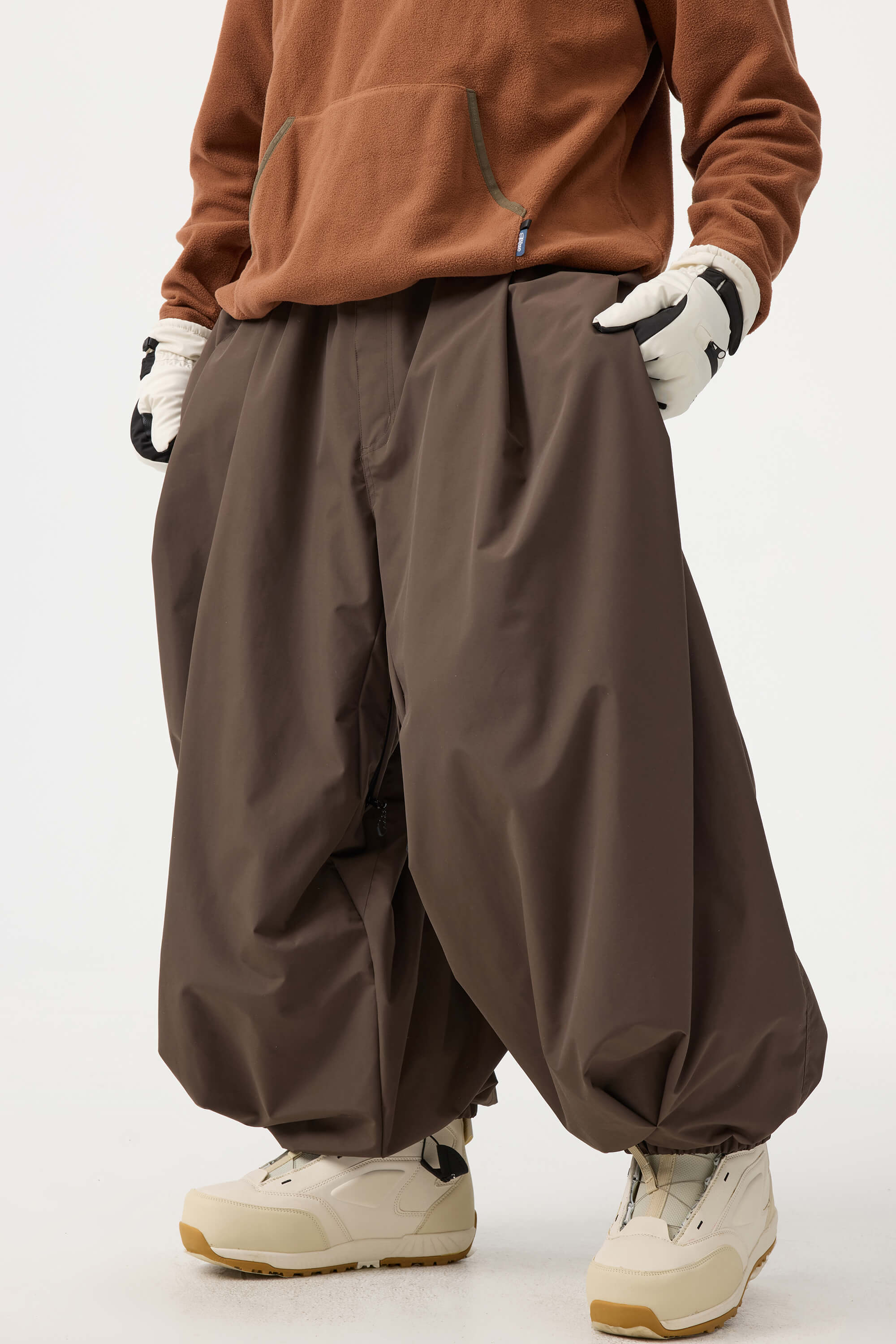 Men's Coffee Drawstring Baggy Snow Pants Balloon Ski Pants - Gsou Snow
