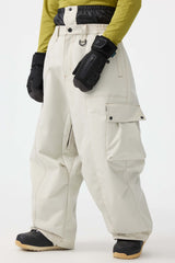 Męskie karmelowe luźne spodnie narciarskie z tkaniny Oxford, odporne na zniszczenia - Gsou Snow