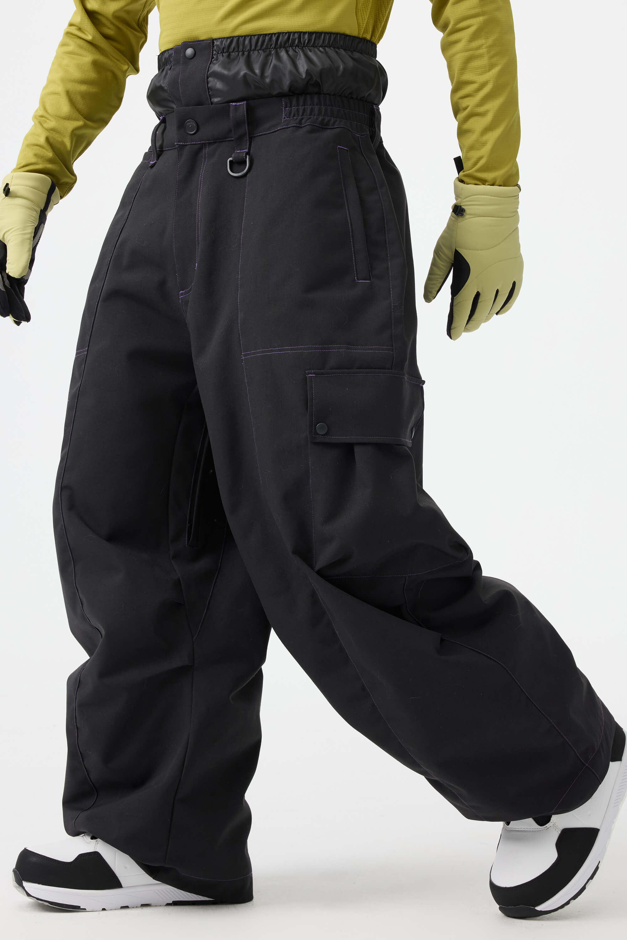 Men's Black Baggy Oxford Snow Pants Wear-resistant Ski Pants - Gsou Snow