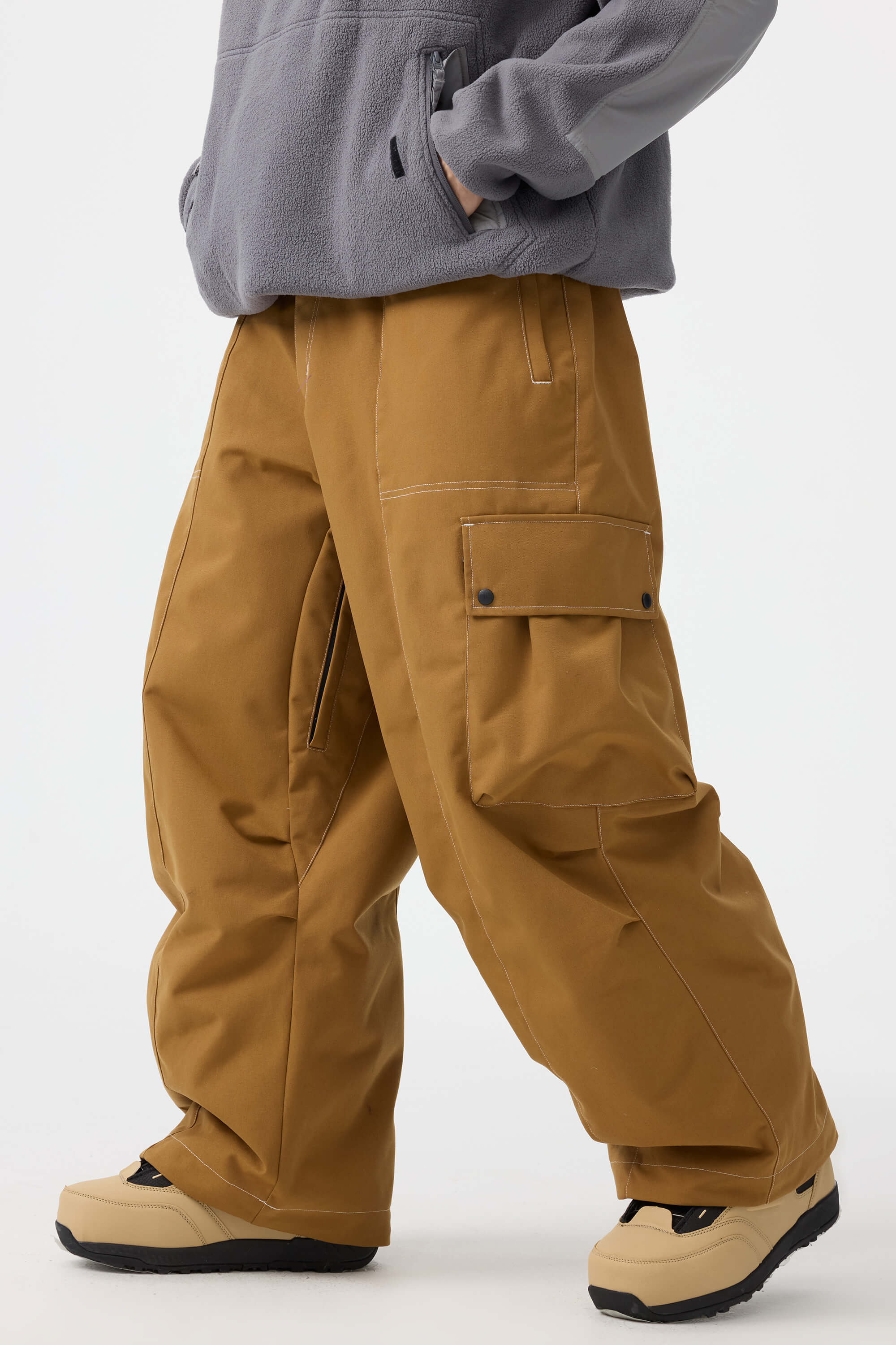 Men's Caramel Baggy Oxford Snow Pants Wear-resistant Ski Pants - Gsou Snow