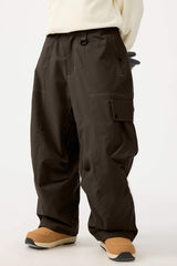 Women's Dark Brown Baggy Snow Pants Oxford Wear-resistant Ski Pants - Gsou Snow