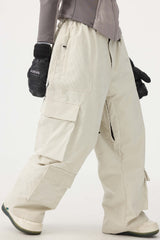 Women's Khaki Baggy Multi-Pocket Snow Pants Corduroy Ski Pants - Gsou Snow