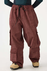 Męskie Spodnie Narciarskie w Kolorze Khaki ze Sztruksu z Wieloma Kieszeniami - Gsou Snow