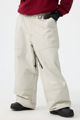 Women's Black Baggy Oxford Snow Pants Workwear Ski Pants - Gsou Snow