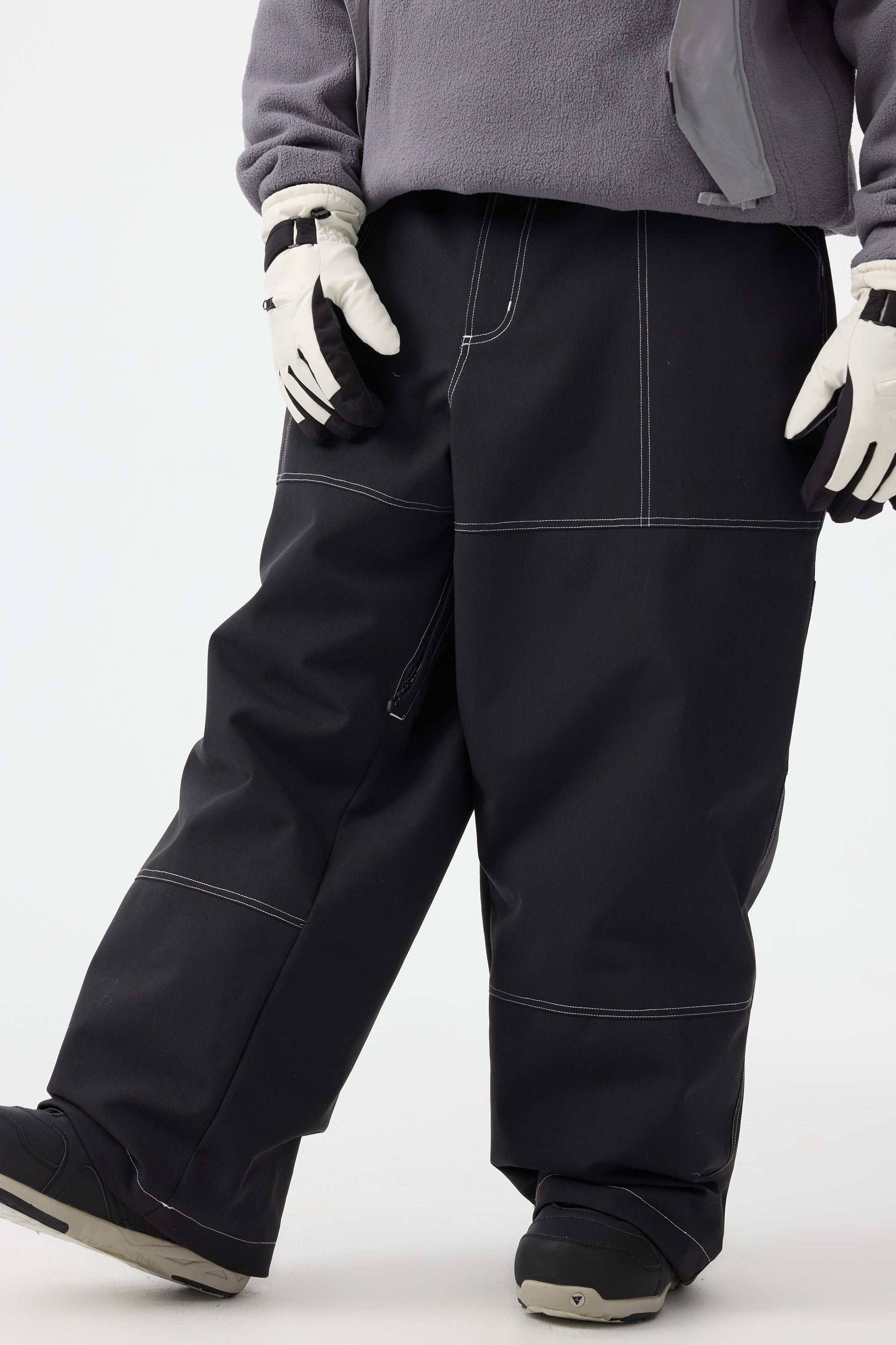 Men's Black Baggy Oxford Snow Pants Workwear Ski Pants - Gsou Snow