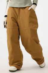 Women's Black Baggy Oxford Snow Pants Workwear Ski Pants - Gsou Snow