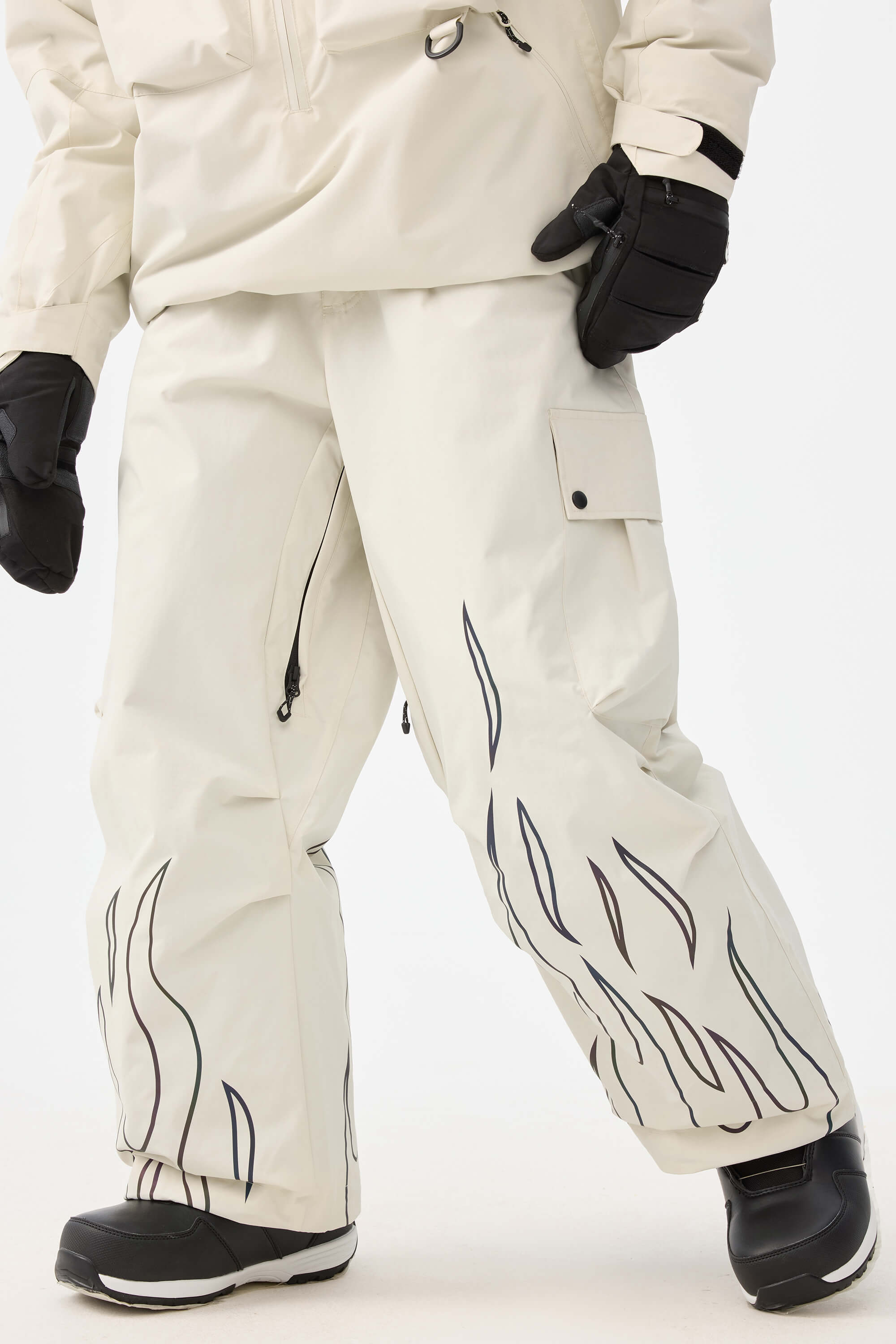 Dámské off-white baggy kalhoty s reflexními prvky - Gsou Snow