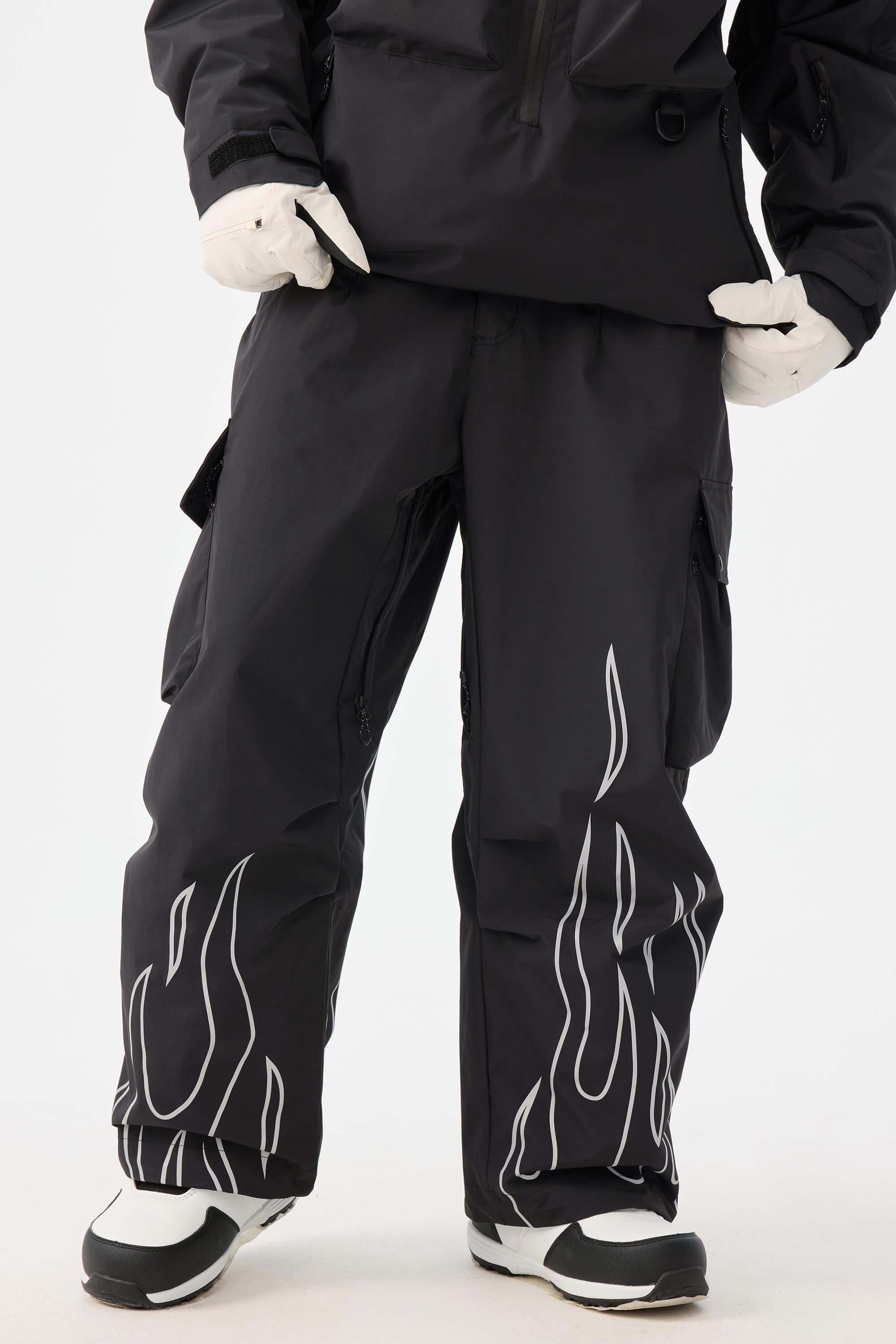 Dámské černé volné funkční kalhoty s reflexními prvky - Gsou Snow