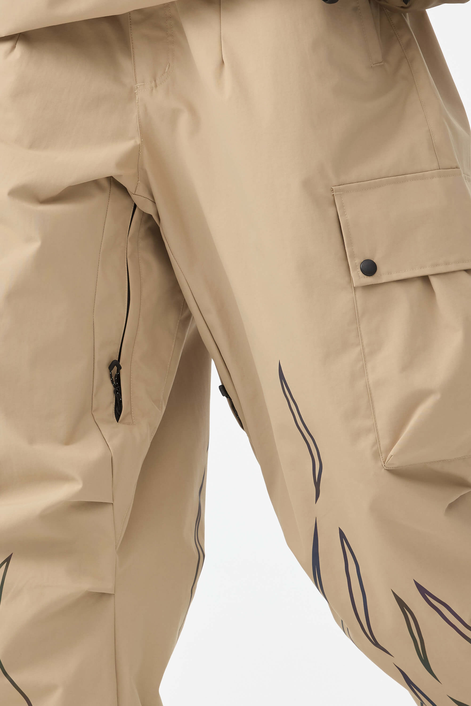 Dámské khaki baggy kalhoty s reflexními prvky - Gsou Snow