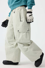 Women's Black Baggy Structured Soft Snow Pants Corduroy Ski Pants - Gsou Snow