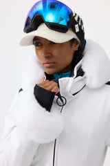 Women's Black 3D-Cut Faux Fur Ski Jacket Stretch Insulated Snow Jacket - Gsou Snow