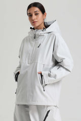 Damen-Schneeanorak in Off-White mit seitlichem Reißverschluss und Belüftungsöffnungen, vollständig versiegelt und isoliert - Gsou Snow 