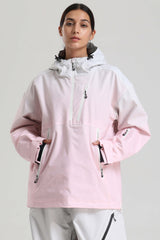 Women's Pink Gradient Side-Zip Vent Snow Anorak Fully Sealed Insulated Ski Anorak - Gsou Snow