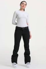 Women’s Off White Slim Fit Ski Pants Waterproof Flared Hem Snow Pants - Gsou Snow