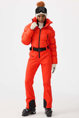 Women's White Stain-resistant Down Ski Suit One-Piece Snowboard Suit - Gsou Snow