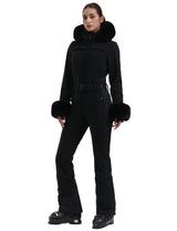 Damski Szary Kombinezon Narciarski/Snowboardowy ze Sztucznym Futrem - Wodoodporny - Gsou Snow