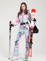 Damskie Dopasowane Kombinezony Narciarskie z Paskiem i Rozszerzanymi Nogawkami - Gsou Snow