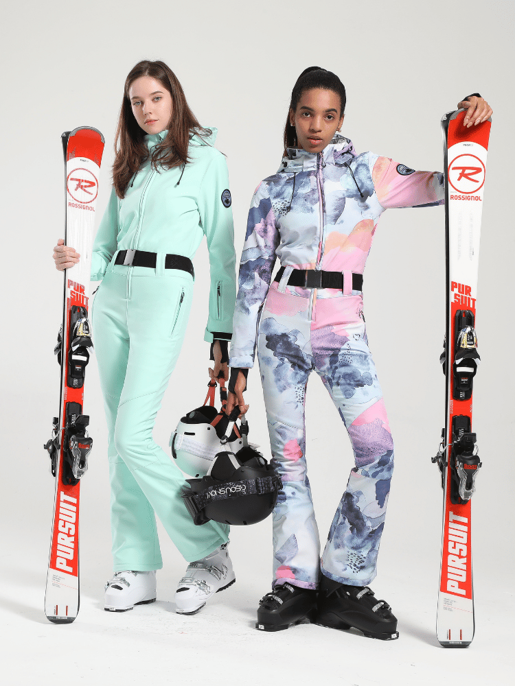 Ski Jumpsuit Snowboard Jumpsuit Belted Flare Slim Ski Jumpsuit - Gsou Snow