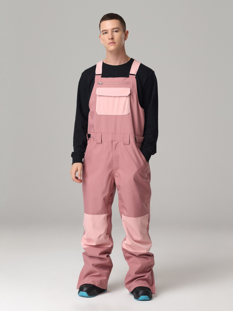 Men's Snowboard Suits Colorblock Snow Bibs - Searipe