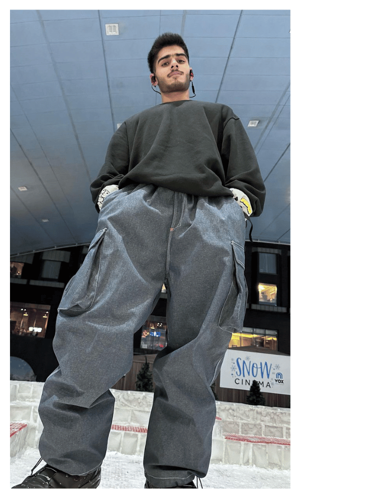 Men's Snow Pant Demin Baggy Cargo Pants - Searipe