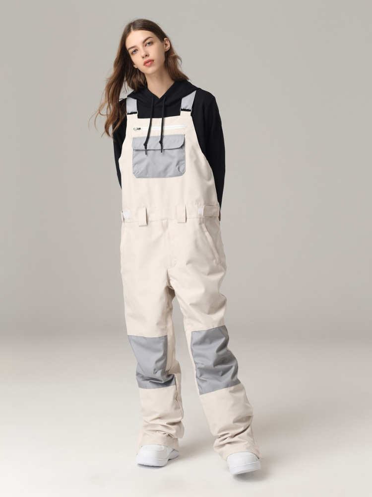 Women's Snow Suits Colorblock Snow Bibs - Searipe